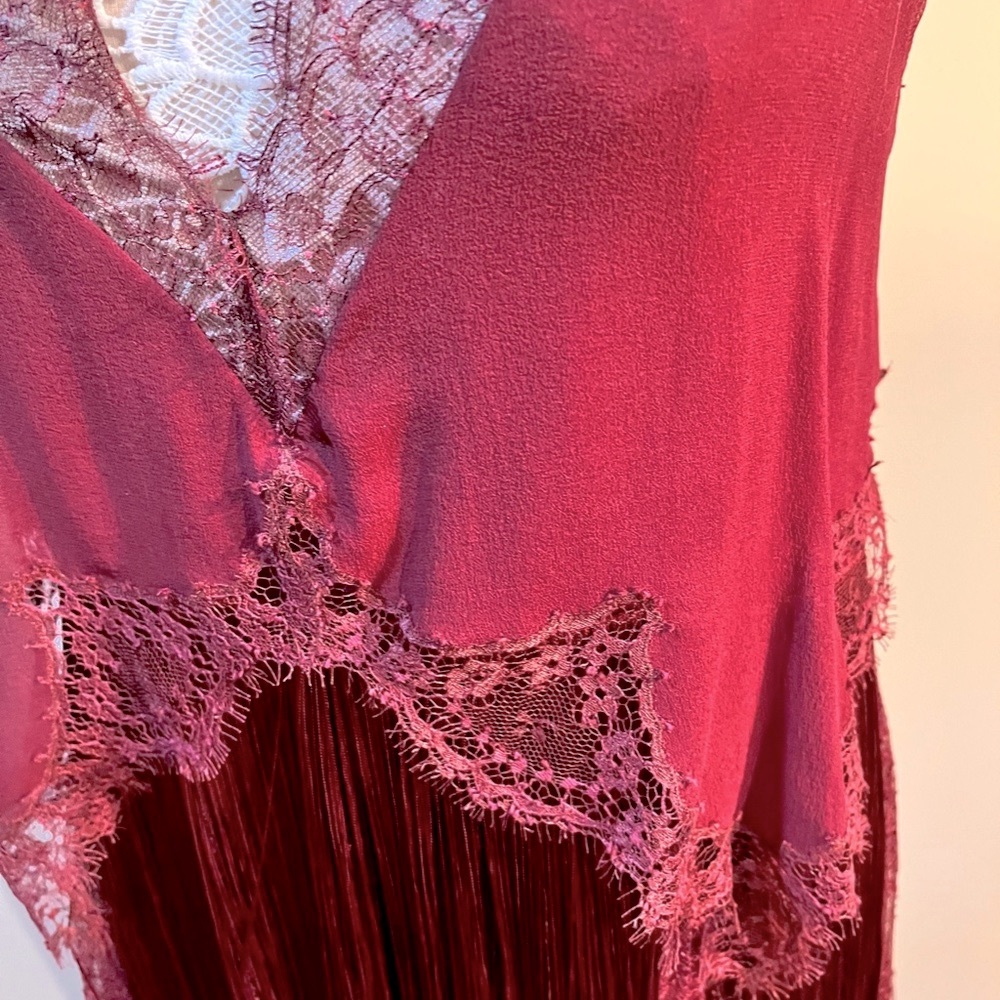 Givenchy NWT $8625. RUNWAY Burgundy Lace Fringe Pleats Dress Gown 8 - Picture 8 of 11